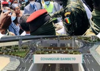 Ratoma : Le  colonel Mamadi Doumbouya pose la première pierre des travaux de l’Échangeur du Rond-point de Bambeto !!!