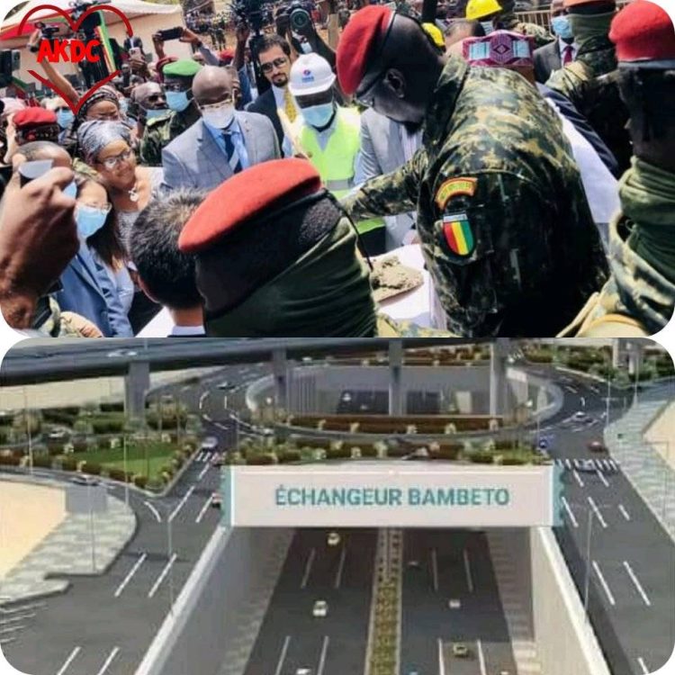 Ratoma : Le  colonel Mamadi Doumbouya pose la première pierre des travaux de l&rsquo;Échangeur du Rond-point de Bambeto !!!