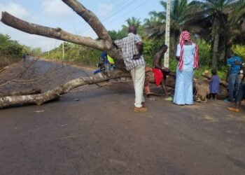 Manque d’électricité à Boké : Des jeunes barricadent les rues de Kolaboui !!!