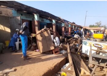 Forécariah/CU : Une dizaine de boutiques ravagées par un incendie au grand marché de la préfecture