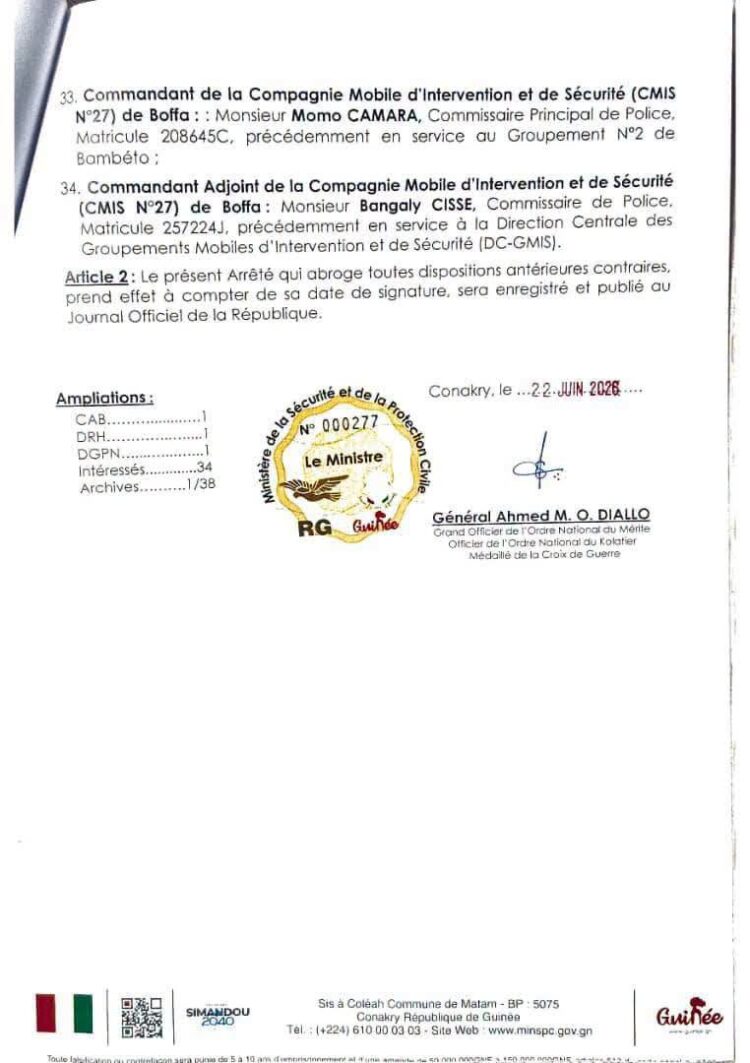 Vaste remaniement au sein des services de sécurité, notamment à la Police nationale (arrêté)