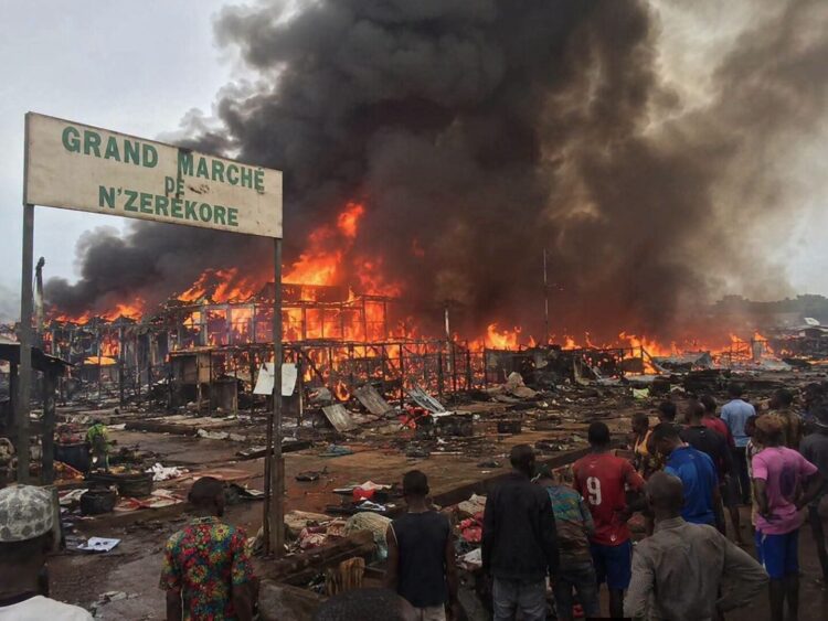 Gand marché de N’zérékoré : Près de 3 000 commerçants sinistrés, 4 342 infrastructures détruites