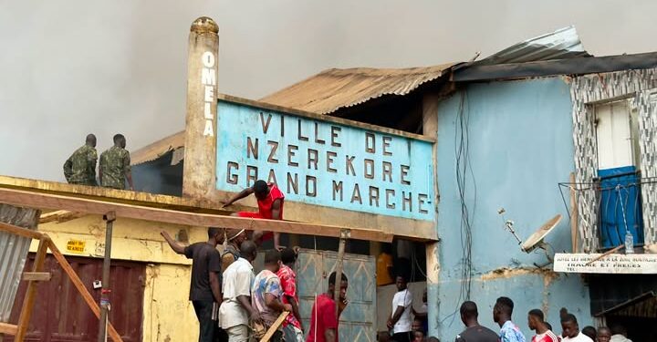 Incendie du marché central de N’zérékoré : les travaux d’aménagement du site de recasement des commerçants sinistrés lancés