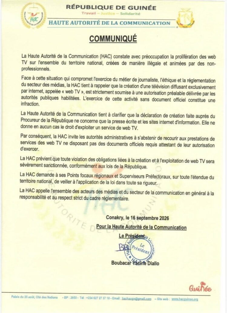 Prolifération des web sites en Guinée : la HAC hausse le ton (décision)