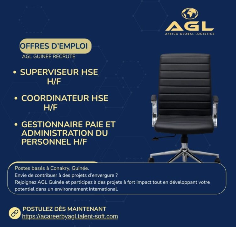 Opportunités d’emplois : AGL Guinée annonce le recrutement pour plusieurs postes (avis d’appels d’offres)