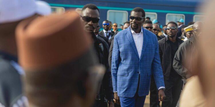 Forécariah/Projet Simandou : les activités du train de la Compagnie du TransGuinéen lancées par le Président Mamadi Doumbouya au Port de Moribayah